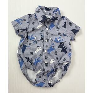 NWT Shea Baby Size 3-6 Months Western Long Sleeve Pearl Snap Shirt Bodysuit